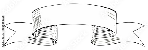 Elegant scrolling ribbon graphic design element with streamers great for banners headers or labels in print or web projects