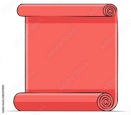 Illustration of red scroll with rolled ends for message or design