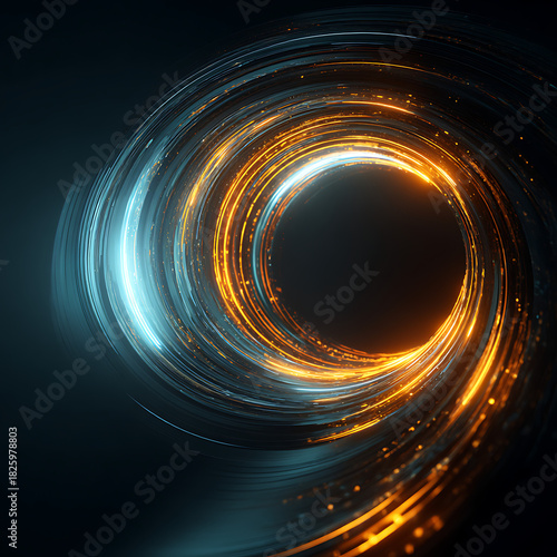 Abstract swirling vortex of light and energy with a dark center