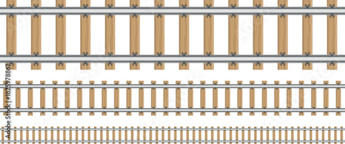 Transportation element of train rail with ties vector