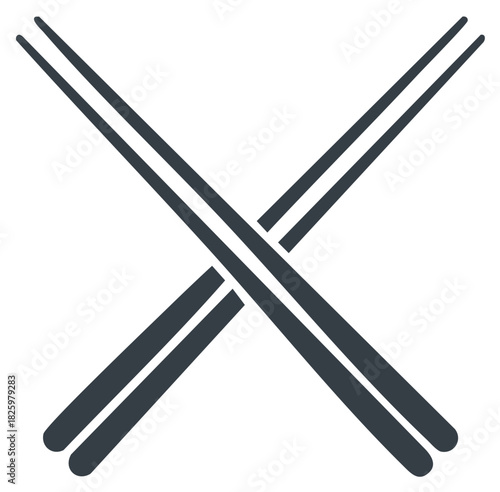 Crossed chopsticks for Asian cuisine, two wooden sticks, traditional eating utensils, restaurant dining, vector graphic, icon
