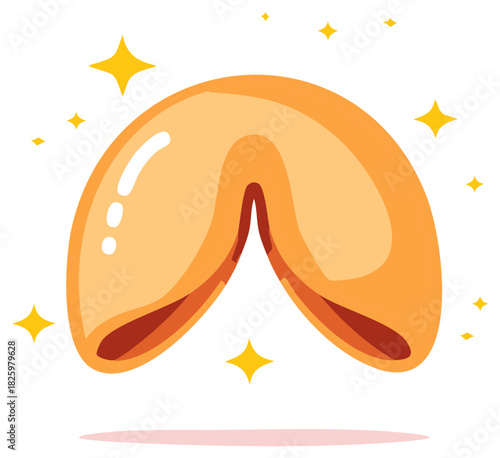 Stylized Golden Fortune Cookie With Sparkling Stars And Subtle Glow