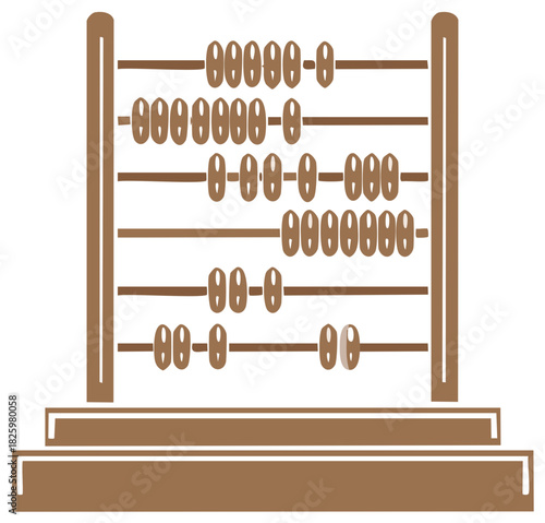 Brown wooden abacus illustration an ancient counting frame for math education and finance concepts