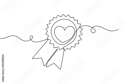 Award badge continuous one line drawing in minimalist symbol with simple outline vector illustration
