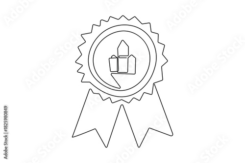 Award badge continuous one line drawing in minimalist symbol with simple outline vector illustration
