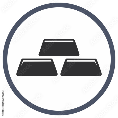 Gold Bars Icons Symbolizing Wealth and Investments in a Circular Frame