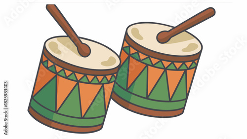 Vibrant cartoon style bongo drums, perfect for music education, kids illustrations, or cultural festivals
