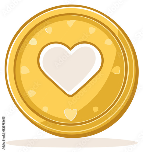 Gold Coin with Heart Icon Investment concept illustration Wealth Symbol