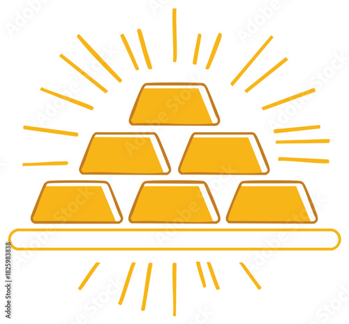 Brilliant Gold Bullion Bars Stacked Icon Displaying Riches and Financial Success