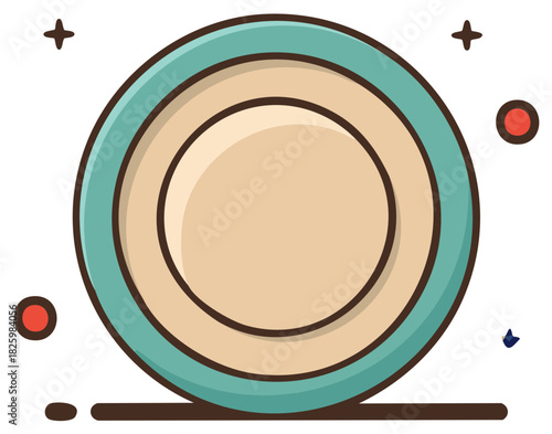 Empty Plate Vector Icon Illustration. Clean Cartoon Dish for Restaurant and Kitchenware Design