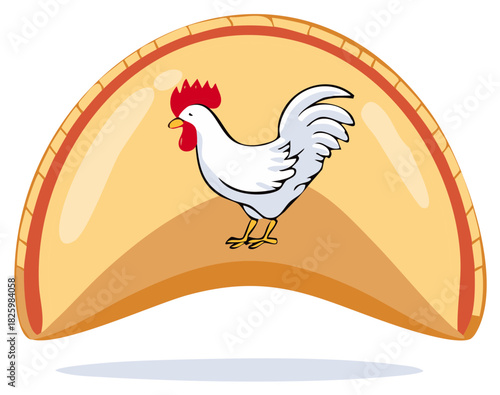 Fortune Cookie with a Rooster for Chinese New Year of the Rooster Zodiac Sign