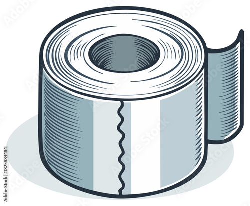 Roll of Bathroom Tissue Illustration Hygiene Paper Products Sanitation Supply