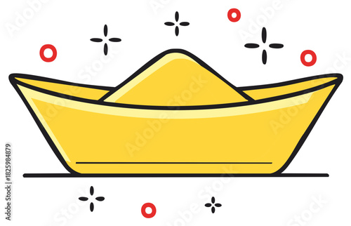 Vibrant Golden Sycee Yuanbao Icon Symbolizing Wealth and Prosperity