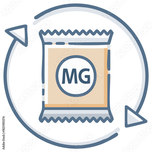 Magnesium Supplement Packaging with Circular Arrows Indicating Replenishment Cycle