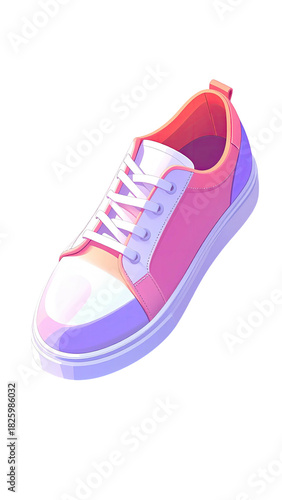 Pink/white sneaker; bright, pastel cartoonish illustration