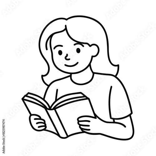 Little girl, baby, and young child reading a book illustration vector art