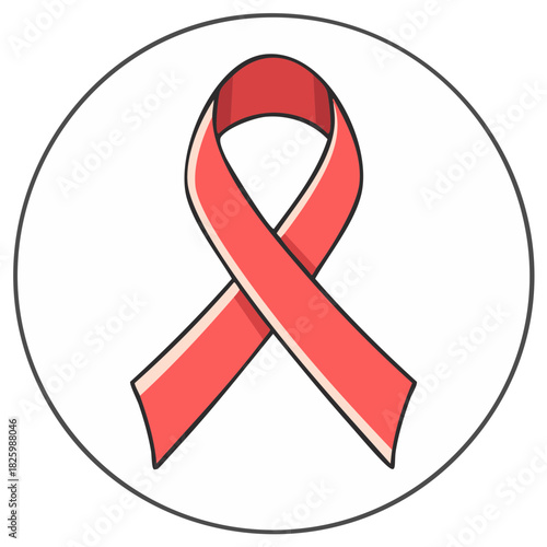 Red ribbon symbol for awareness and support campaign