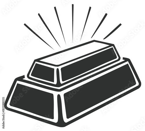 Shiny Gold Bars Stacked Illustration, Wealth and Investment Concept, Outline Drawing Style