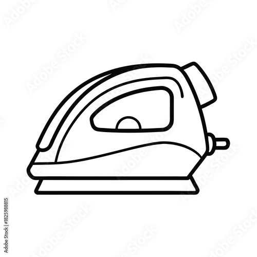 Isolated electric steam iron appliance on a white background for domestic housework and laundry