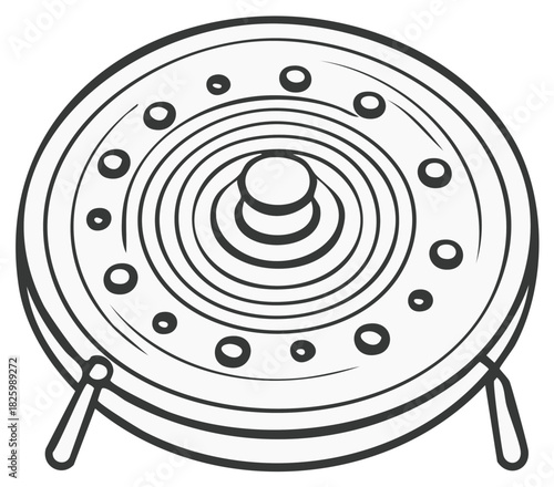 Traditional Indian Manjira percussion instrument line art illustration showcasing rhythmic music tool