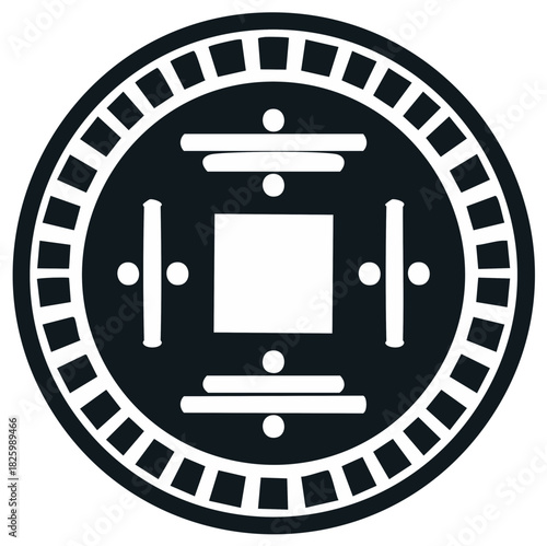 Auspicious oriental charm emblem design element for prosperity symbol, oriental coin vector icon, Chinese culture, fortune symbol