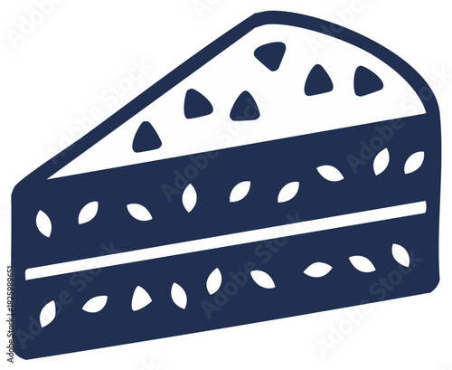 Minimalist Dessert Slice Icon with Decorative Topping and Layered Filling