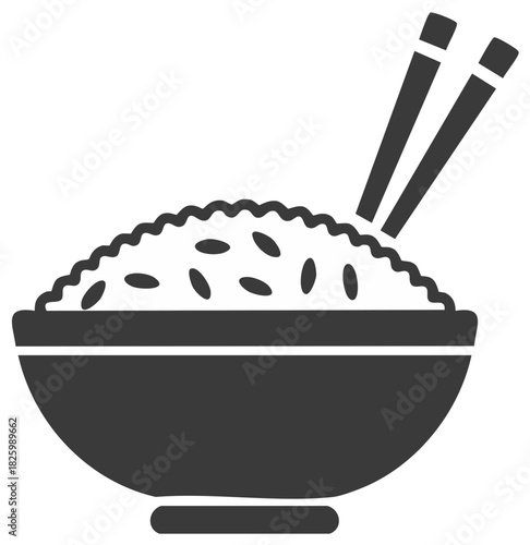 Bowl of Rice with Chopsticks Asian Cuisine Food Ricebowl Illustration Icon