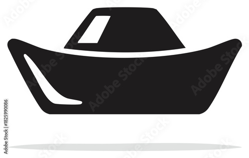 Stylized black silhouette of traditional Chinese gold sycee symbol of wealth and prosperity