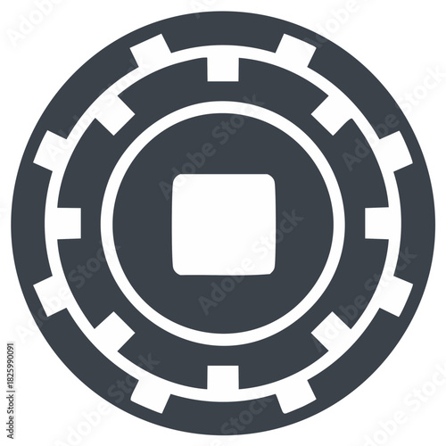 Isolated grey casino chip icon round gambling game symbol