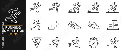 Minimal vector icon set for running, jogging, and athletic events