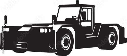 Airport tug tractor vehicle silhouette isolated on a white background.