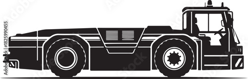 Aircraft pushback tow tractor silhouette vector illustration icon