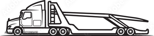 Stylized outline of a semi-truck and car hauler trailer vehicle