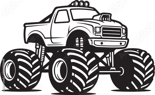 Aggressive monster truck vector illustration on white background