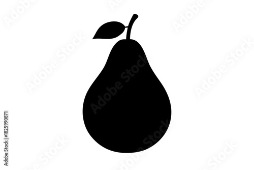 Pear fruit silhouette vector, Pear icon black symbol
