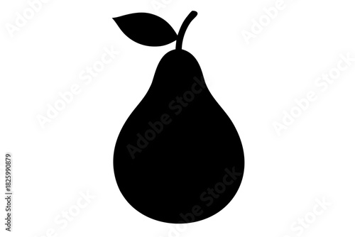 Pear fruit silhouette vector, Pear icon black symbol
