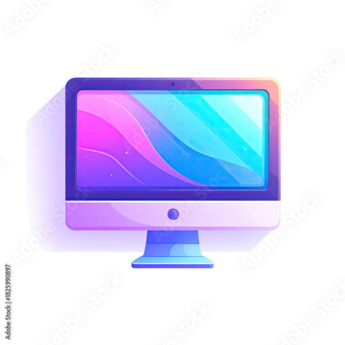 Sleek computer screen displays vibrant, wave-like colors