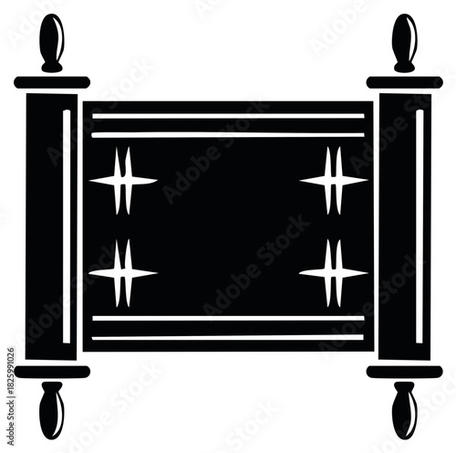 Ancient Scroll with Four Stars Old Manuscript Parchment Reading Symbol