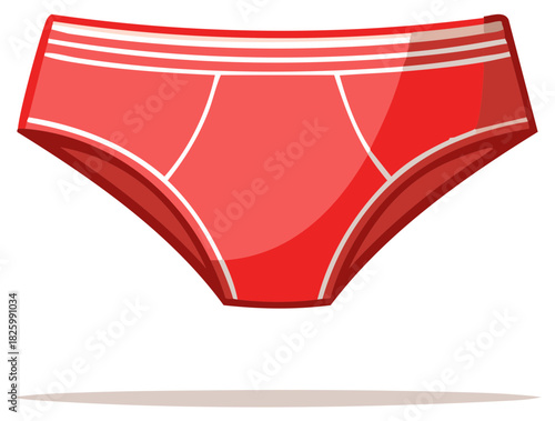 Red Underwear Cartoon Illustration with White Stripes