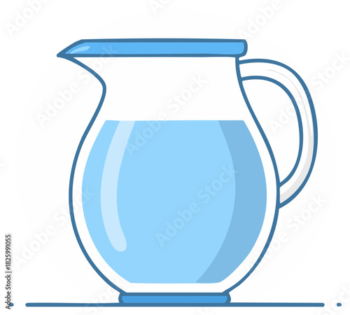 Water Pitcher Illustration Clean Blue Liquid Refreshment Glassware Object