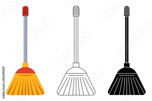 Simple cleaning broom isolated flat vector illustration