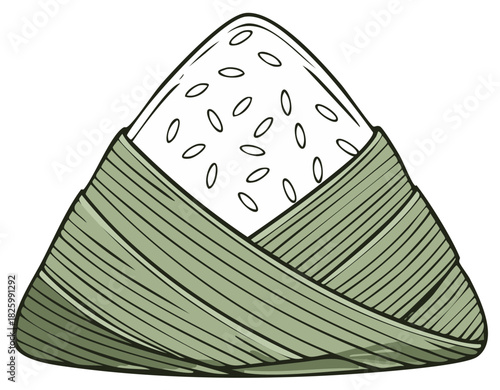 Rice dumpling in bamboo leaves for Dragon Boat Festival celebration