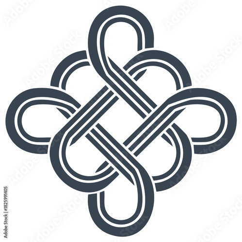 Interwoven lines forming infinite loop. Ornamental graphic vector art
