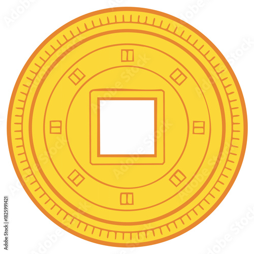 Traditional Chinese Gold Coin Symbolizing Wealth Prosperity and Good Fortune