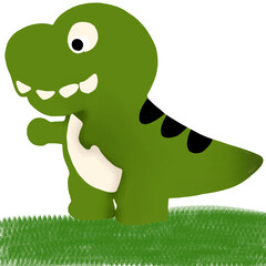 Poster Dinosaurus Schattige groene cartoon dinosaurus  © NurAulia