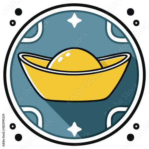 Traditional Chinese gold ingot icon representing wealth and good fortune for Lunar New Year