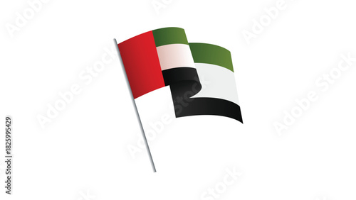 Waving UAE Flag Illustration on Pole