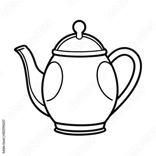 Antique porcelain teapot on white isolated background for hot breakfast drink