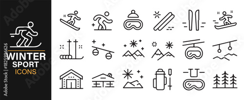 Ski and snowboard vector symbols for outdoor winter themes