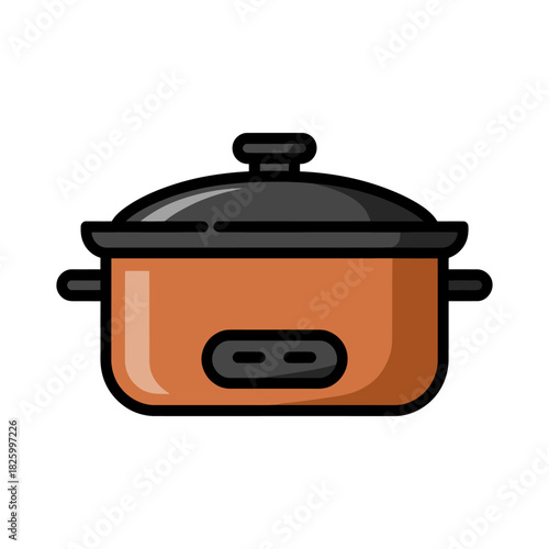 Rice cooker Icon on White Background Vector Art Illustration on white background.